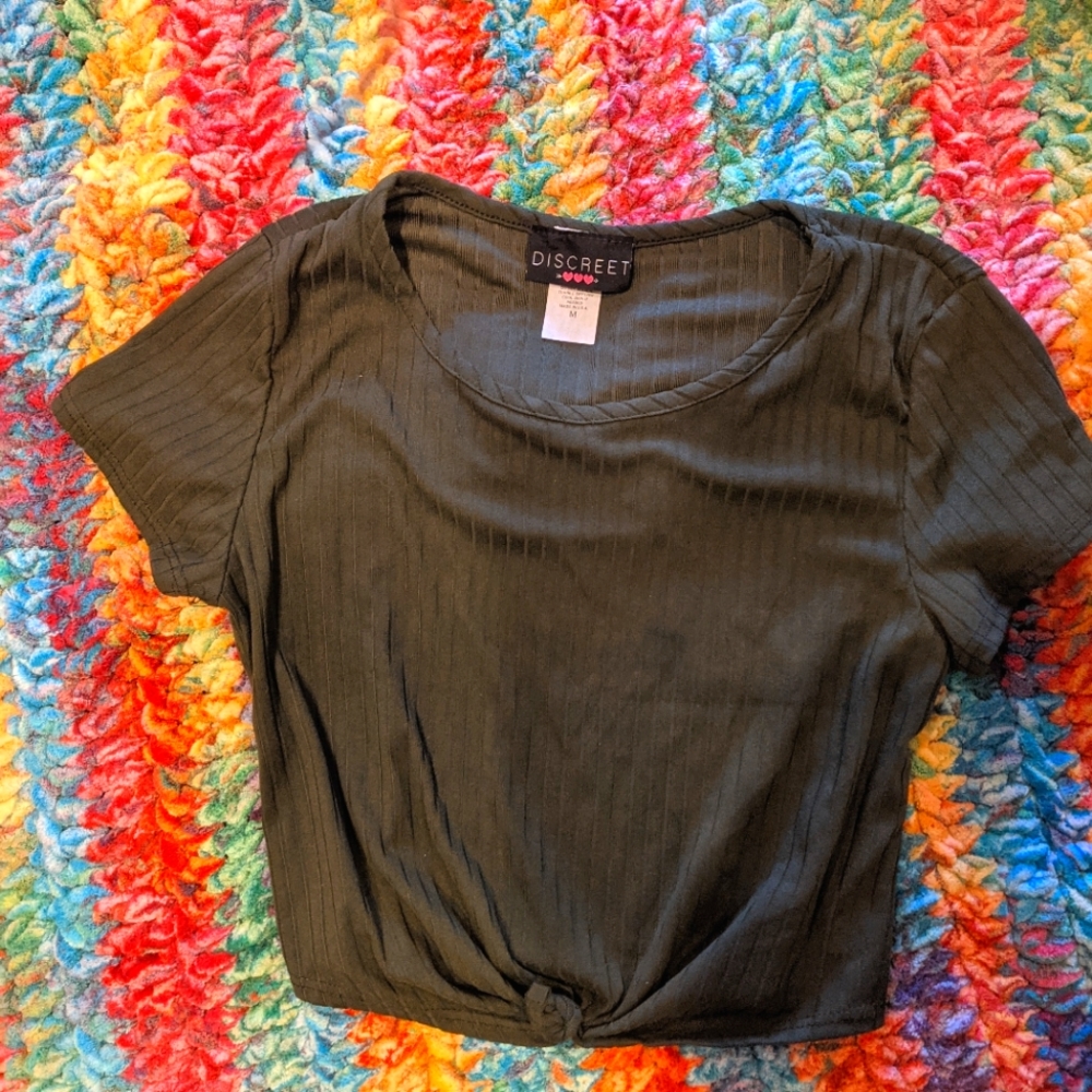 Army green crop top